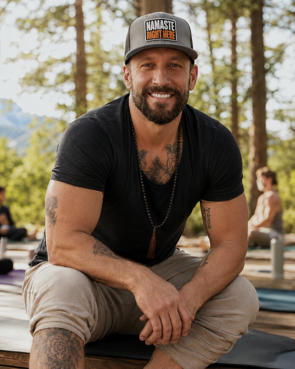Namaste Right Here Trucker Hat
